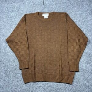 Clan Douglas Linen Silk Knit Crewneck Sweater Men's XL Brown Pullover Scotland